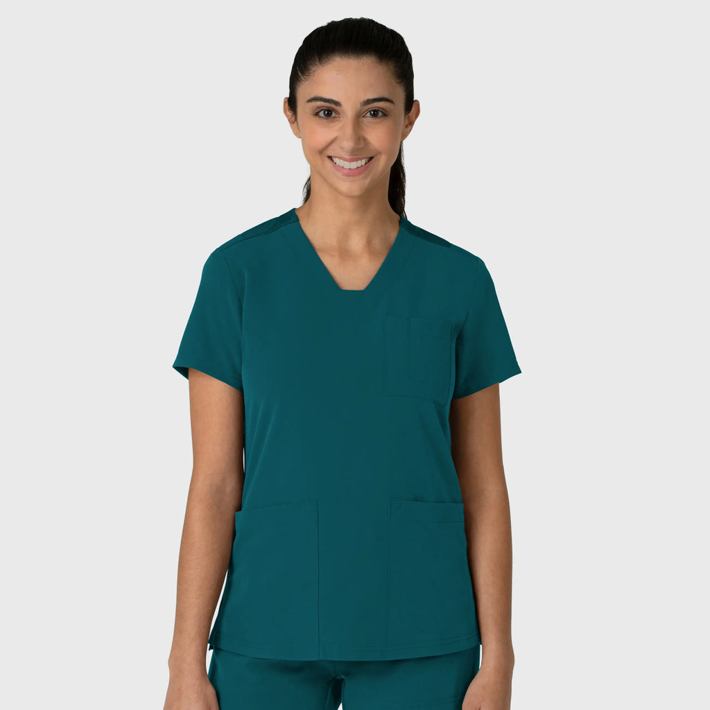 Wink Scrubs Women's Nova Flex-n-Reach V-Neck Scrub Top Caribbean Blue | scrub-supply.com