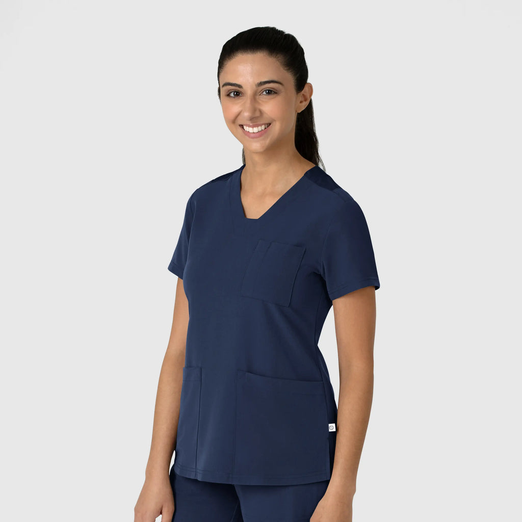 Wink Scrubs Women's Nova Flex-n-Reach V-Neck Scrub Top Navy | scrub-supply.com