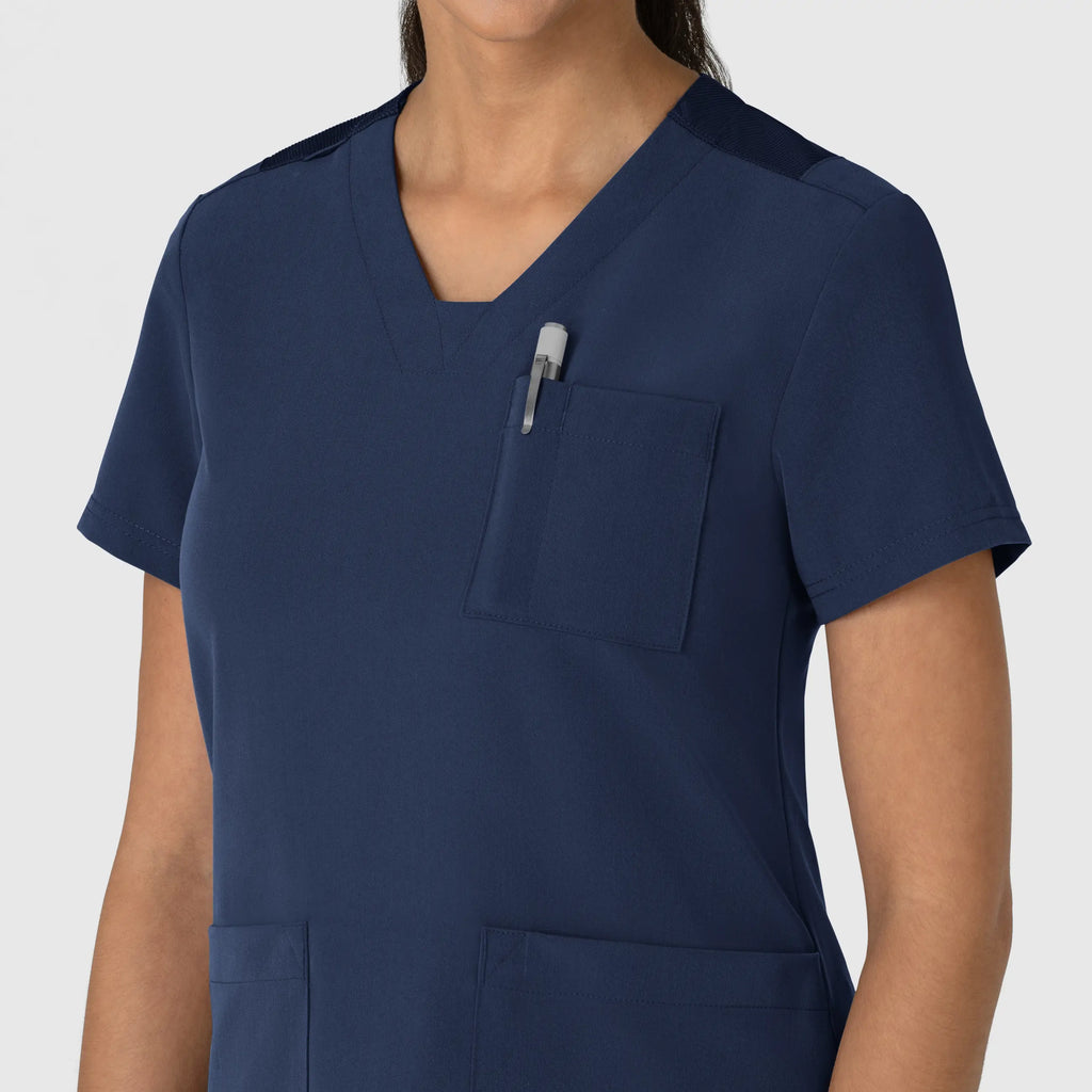 Wink Scrubs Women's Nova Flex-n-Reach V-Neck Scrub Top Navy | scrub-supply.com