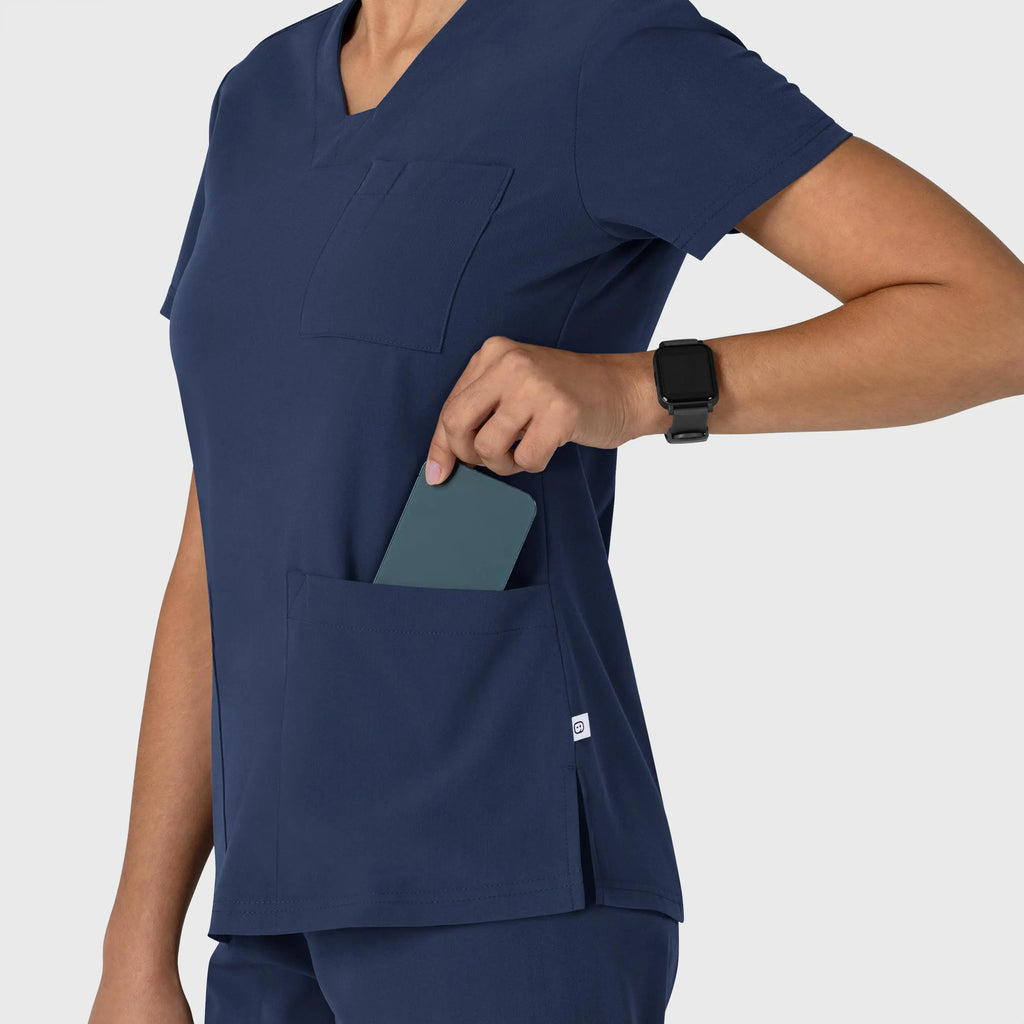 Wink Scrubs Women's Nova Flex-n-Reach V-Neck Scrub Top Navy | scrub-supply.com