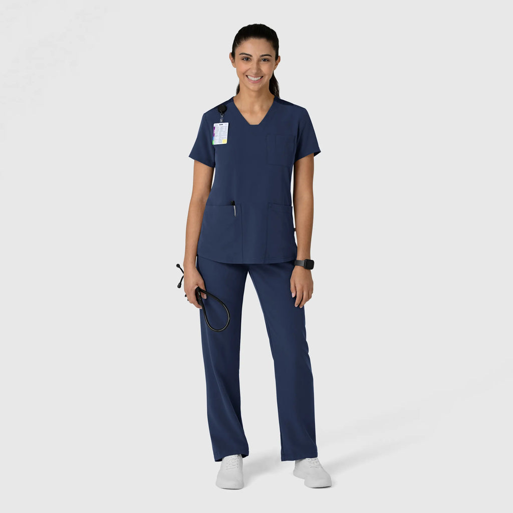 Wink Scrubs Women's Nova Flex-n-Reach V-Neck Scrub Top Navy | scrub-supply.com