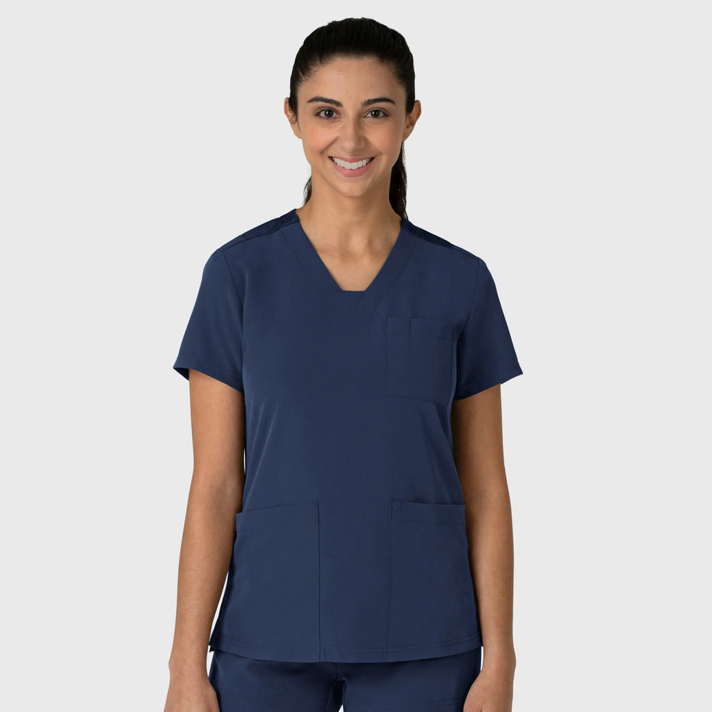 Wink Scrubs Women's Nova Flex-n-Reach V-Neck Scrub Top Navy | scrub-supply.com