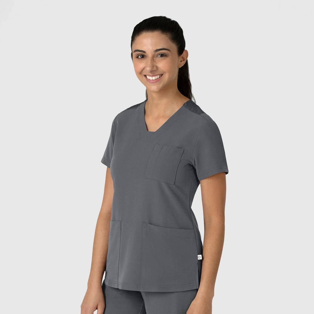 Wink Scrubs Women's Nova Flex-n-Reach V-Neck Scrub Top Pewter | scrub-supply.com