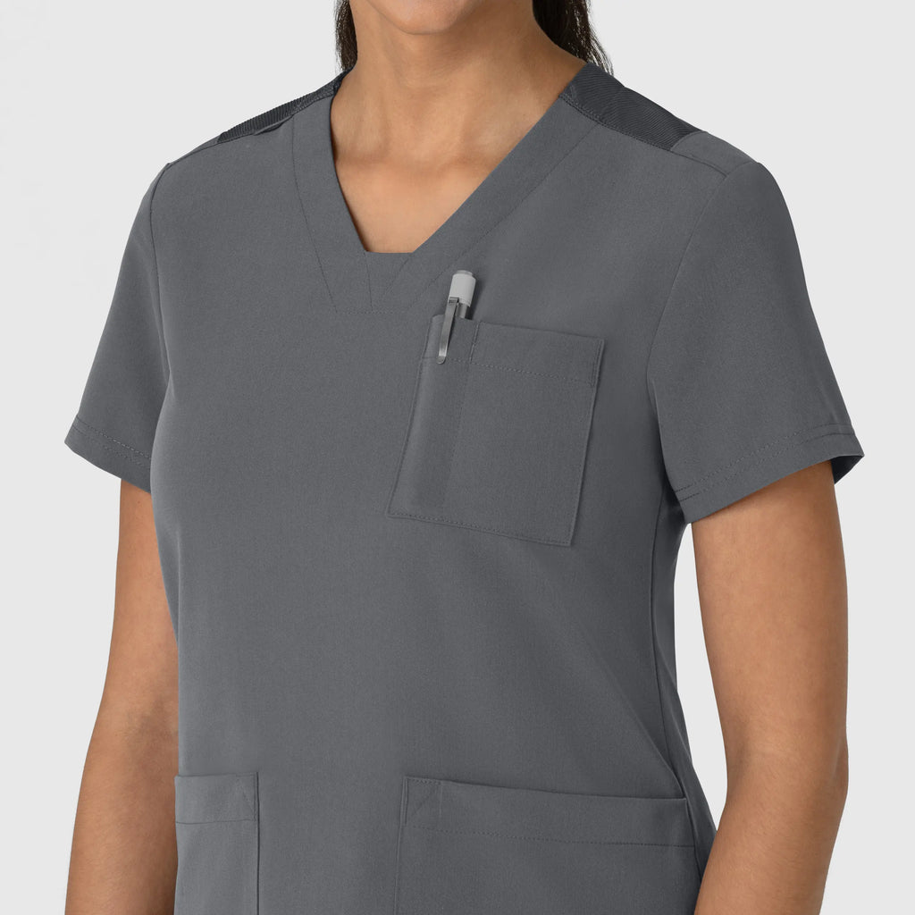 Wink Scrubs Women's Nova Flex-n-Reach V-Neck Scrub Top Pewter | scrub-supply.com