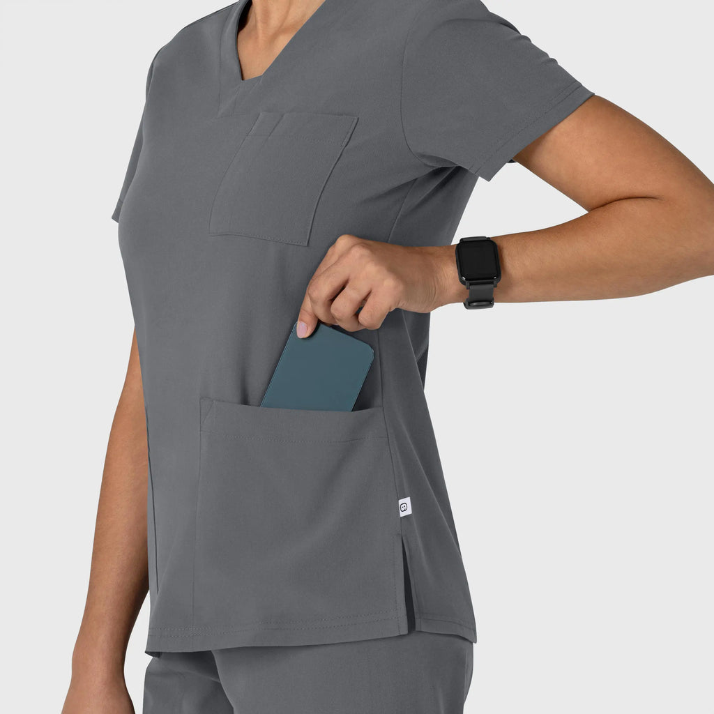 Wink Scrubs Women's Nova Flex-n-Reach V-Neck Scrub Top Pewter | scrub-supply.com