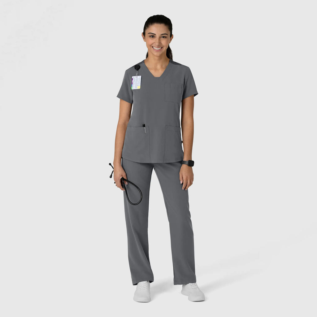 Wink Scrubs Women's Nova Flex-n-Reach V-Neck Scrub Top Pewter | scrub-supply.com