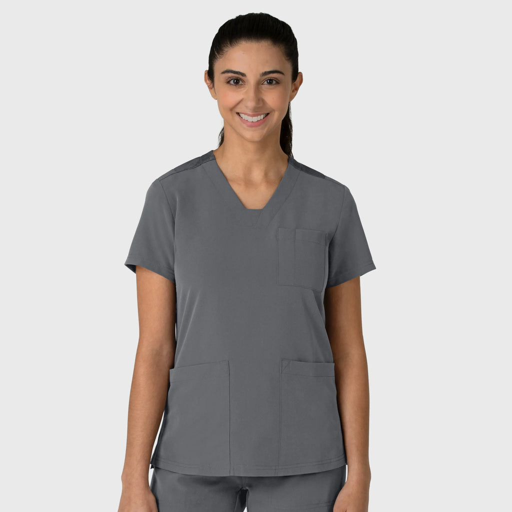 Wink Scrubs Women's Nova Flex-n-Reach V-Neck Scrub Top Pewter | scrub-supply.com