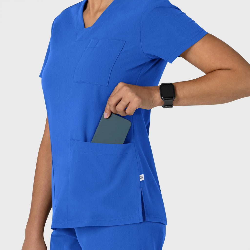 Wink Scrubs Women's Nova Flex-n-Reach V-Neck Scrub Top Royal Blue | scrub-supply.com