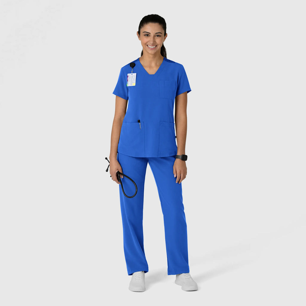 Wink Scrubs Women's Nova Flex-n-Reach V-Neck Scrub Top Royal Blue | scrub-supply.com