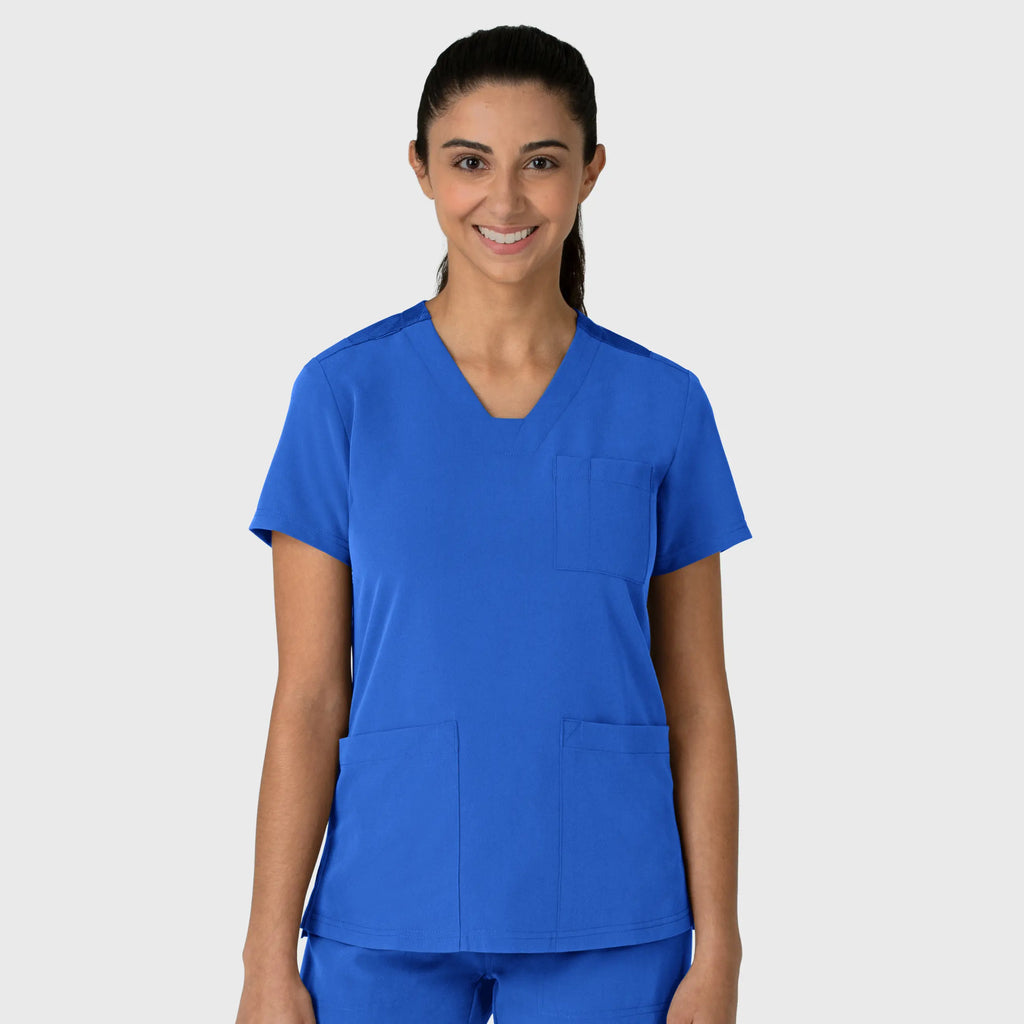 Wink Scrubs Women's Nova Flex-n-Reach V-Neck Scrub Top Royal Blue | scrub-supply.com