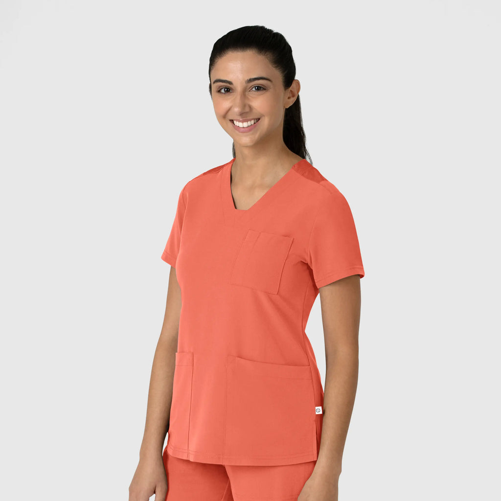 Wink Scrubs Women's Nova Flex-n-Reach V-Neck Scrub Top Sugar Coral | scrub-supply.com