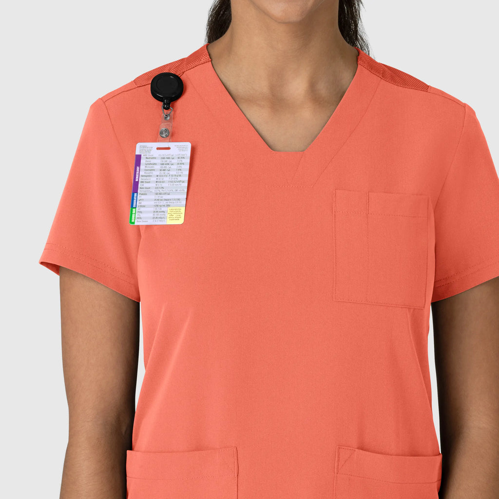 Wink Scrubs Women's Nova Flex-n-Reach V-Neck Scrub Top Sugar Coral | scrub-supply.com