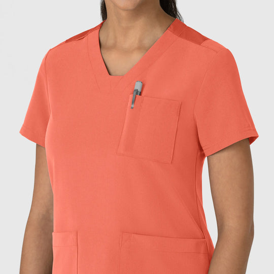 Wink Scrubs Women's Nova Flex-n-Reach V-Neck Scrub Top Sugar Coral | scrub-supply.com