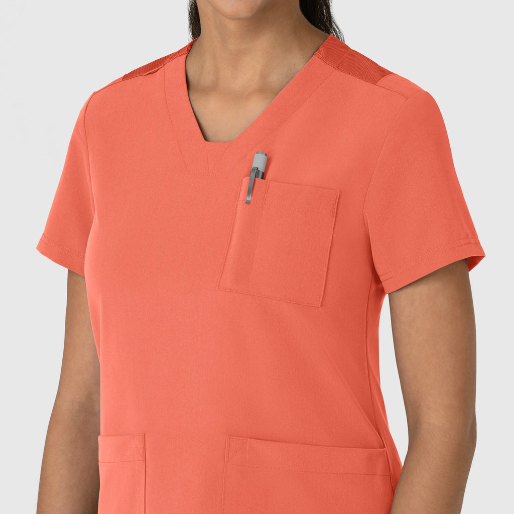 Wink Scrubs Women's Nova Flex-n-Reach V-Neck Scrub Top Sugar Coral | scrub-supply.com