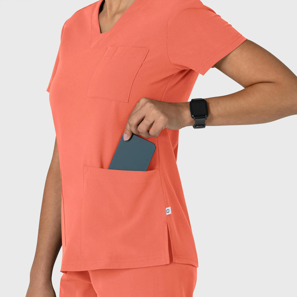 Wink Scrubs Women's Nova Flex-n-Reach V-Neck Scrub Top Sugar Coral | scrub-supply.com