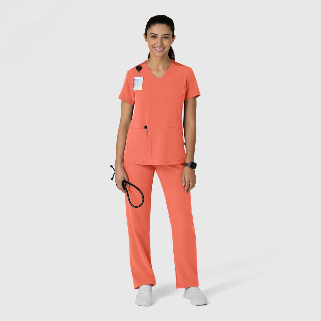 Wink Scrubs Women's Nova Flex-n-Reach V-Neck Scrub Top Sugar Coral | scrub-supply.com