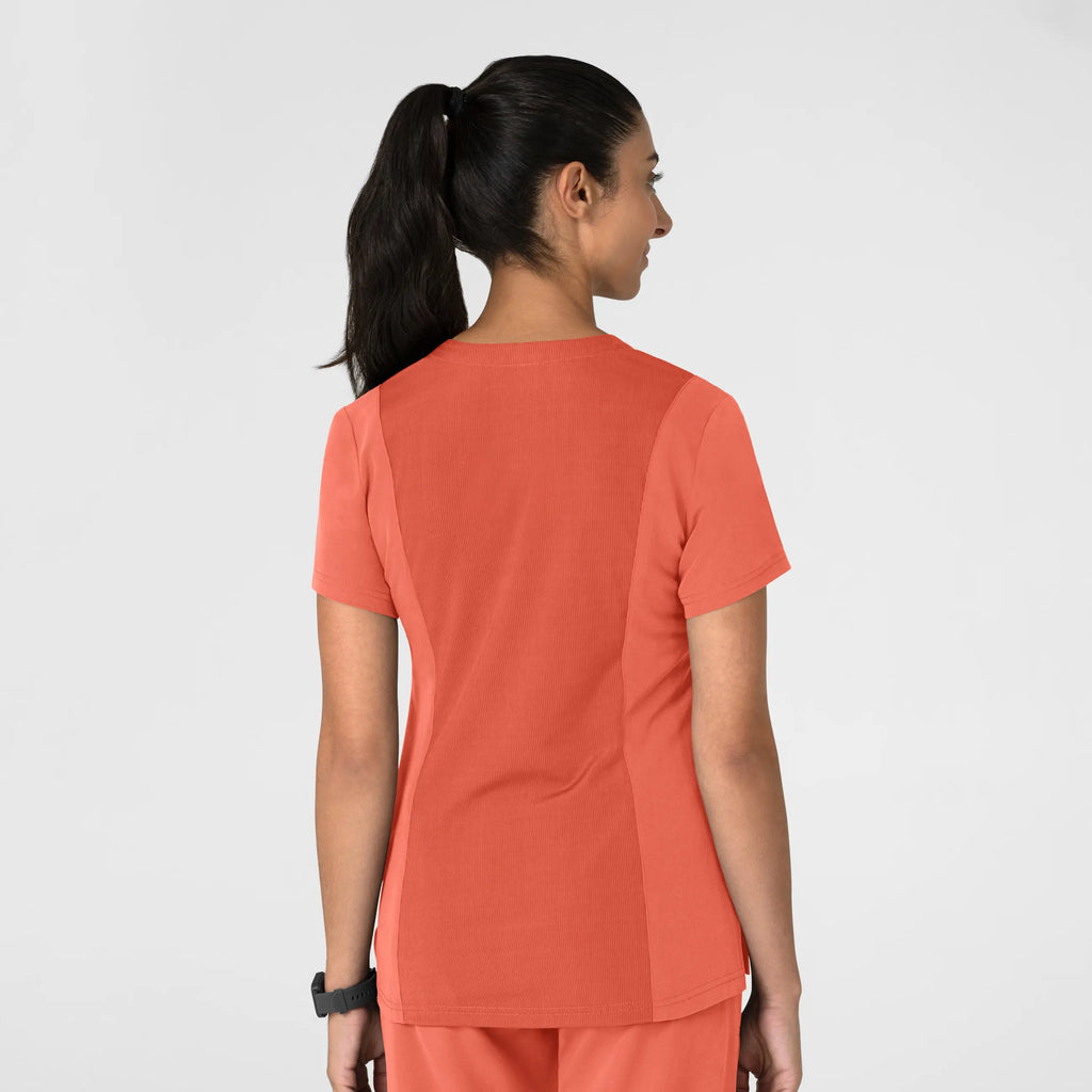 Wink Scrubs Women's Nova Flex-n-Reach V-Neck Scrub Top Sugar Coral | scrub-supply.com