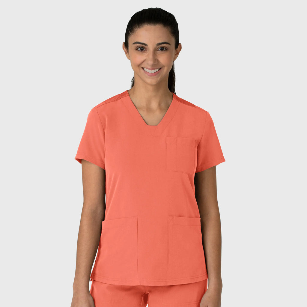 Wink Scrubs Women's Nova Flex-n-Reach V-Neck Scrub Top Sugar Coral | scrub-supply.com