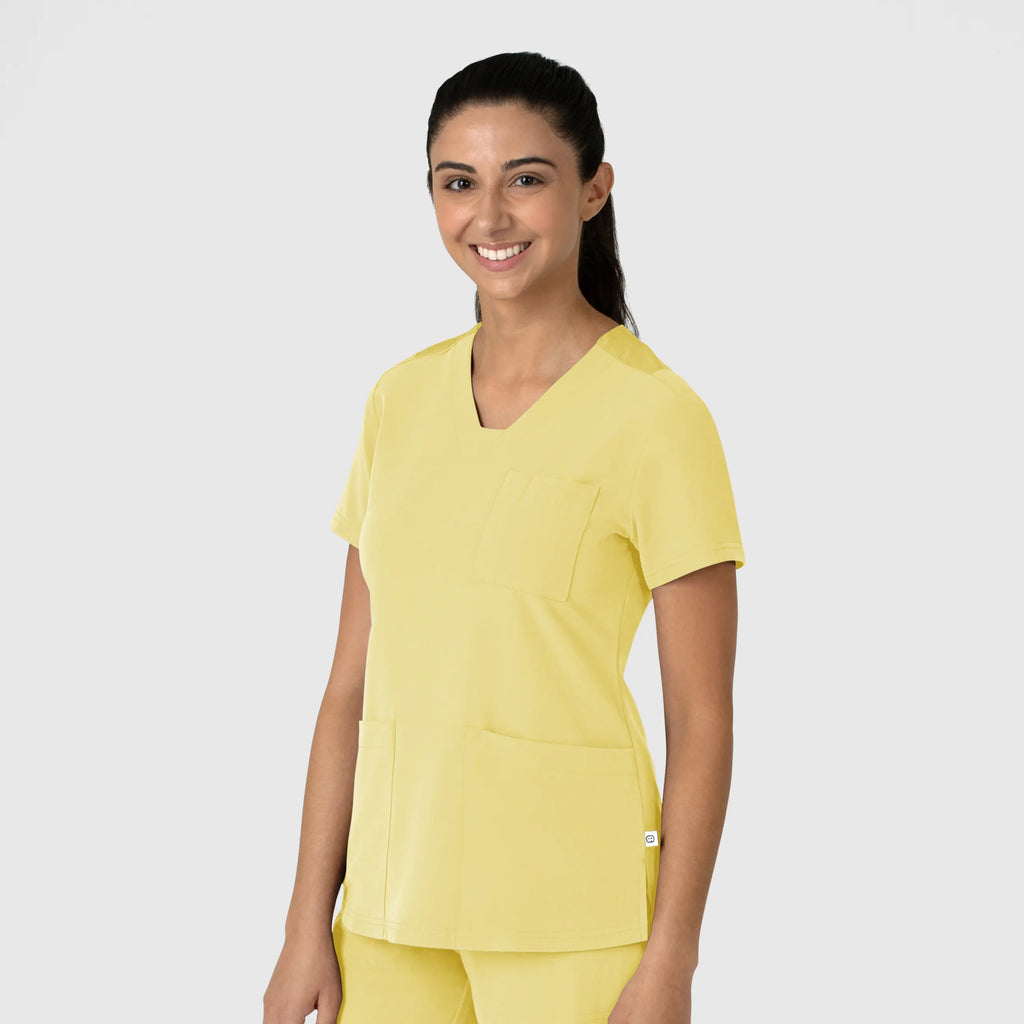 Wink Scrubs Women's Nova Flex-n-Reach V-Neck Scrub Top Sunshine Yellow | scrub-supply.com