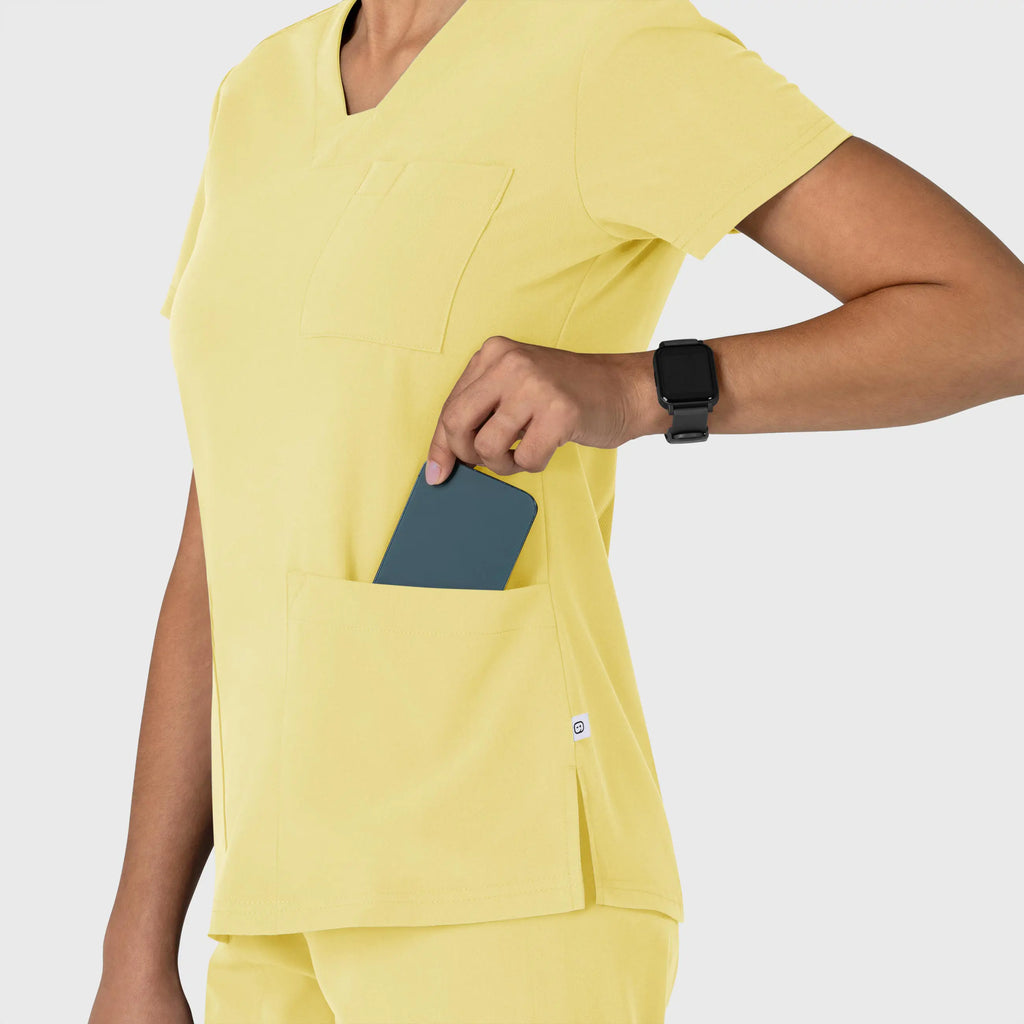 Wink Scrubs Women's Nova Flex-n-Reach V-Neck Scrub Top Sunshine Yellow | scrub-supply.com