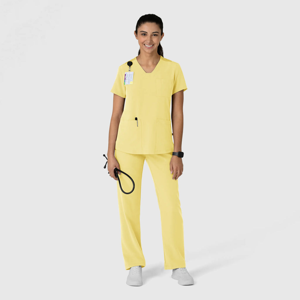 Wink Scrubs Women's Nova Flex-n-Reach V-Neck Scrub Top Sunshine Yellow | scrub-supply.com