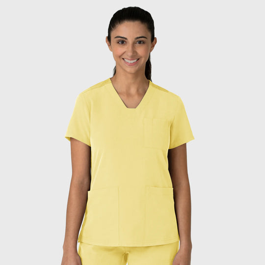 Wink Scrubs Women's Nova Flex-n-Reach V-Neck Scrub Top Sunshine Yellow | scrub-supply.com