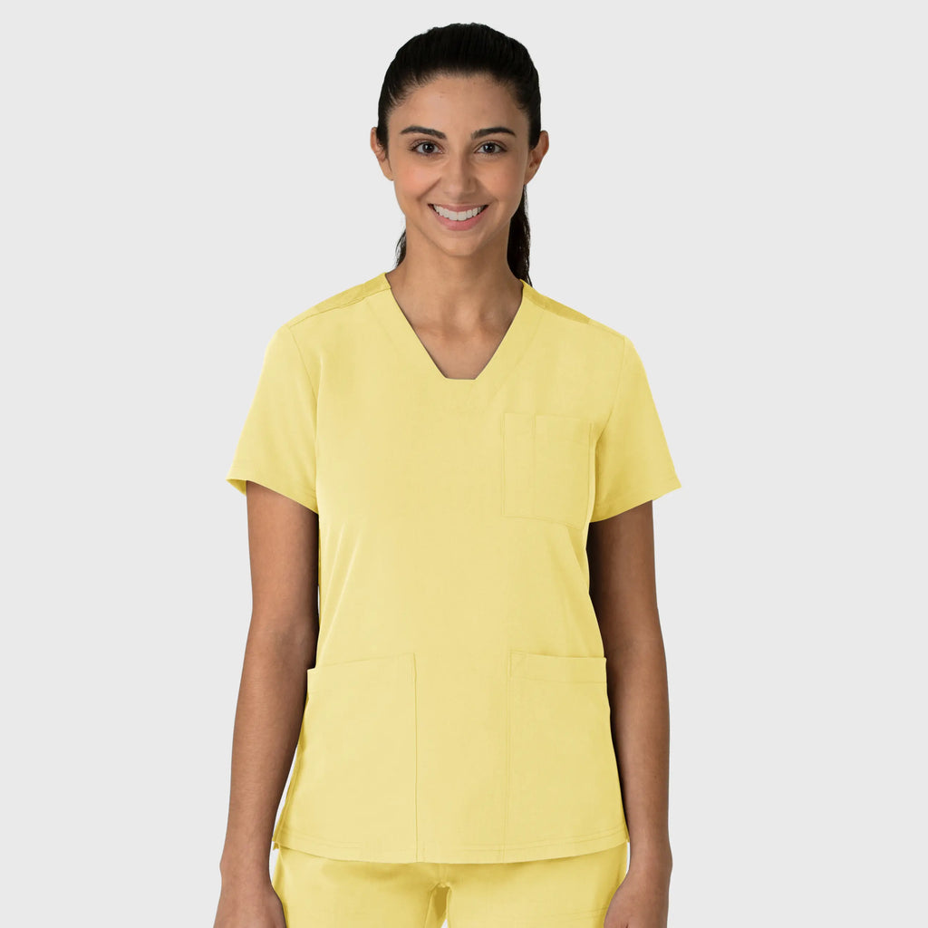 Wink Scrubs Women's Nova Flex-n-Reach V-Neck Scrub Top Sunshine Yellow | scrub-supply.com