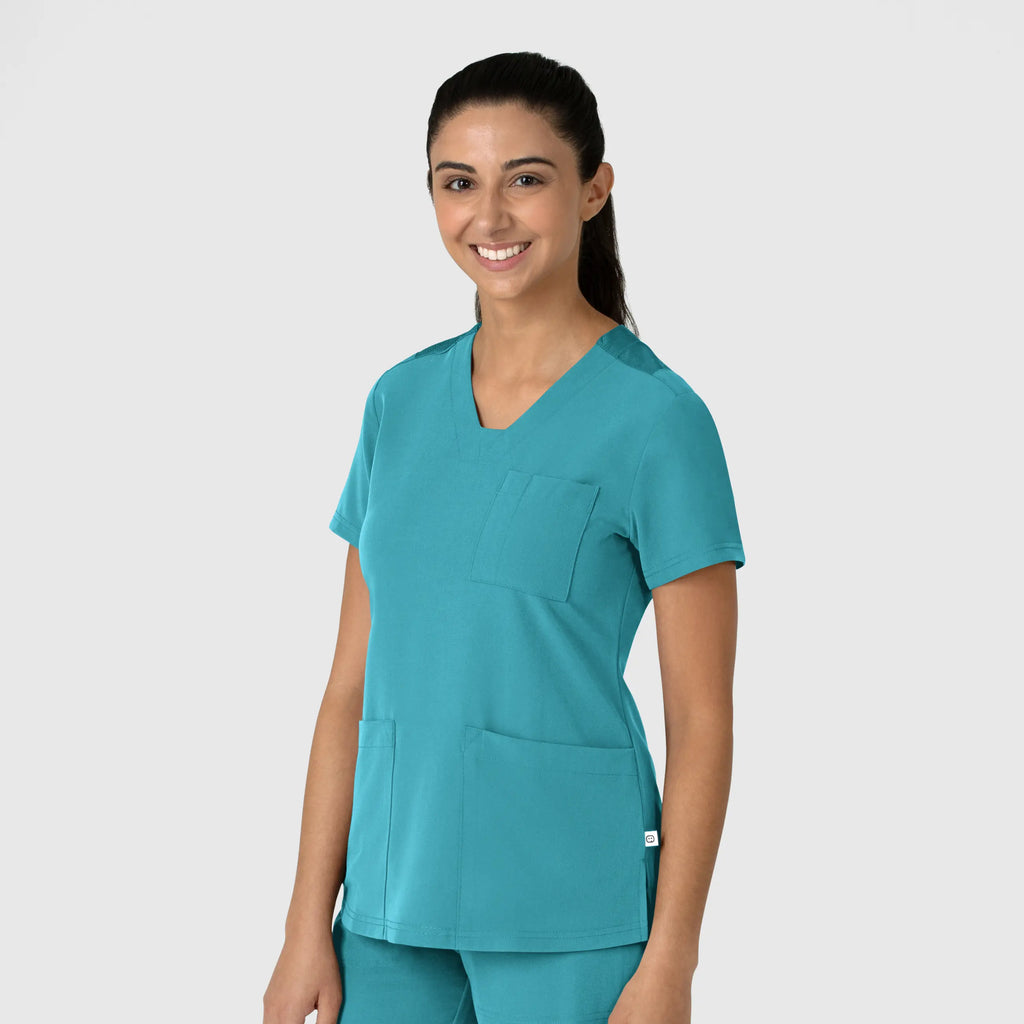 Wink Scrubs Women's Nova Flex-n-Reach V-Neck Scrub Top Teal | scrub-supply.com