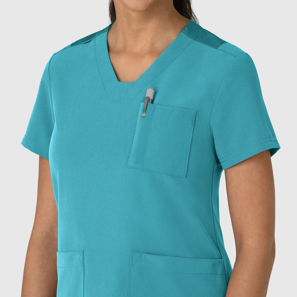 Wink Scrubs Women's Nova Flex-n-Reach V-Neck Scrub Top Teal | scrub-supply.com