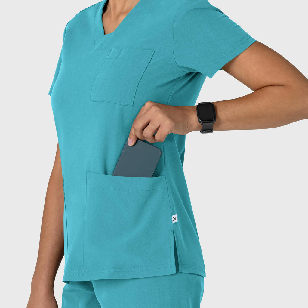 Wink Scrubs Women's Nova Flex-n-Reach V-Neck Scrub Top Teal | scrub-supply.com