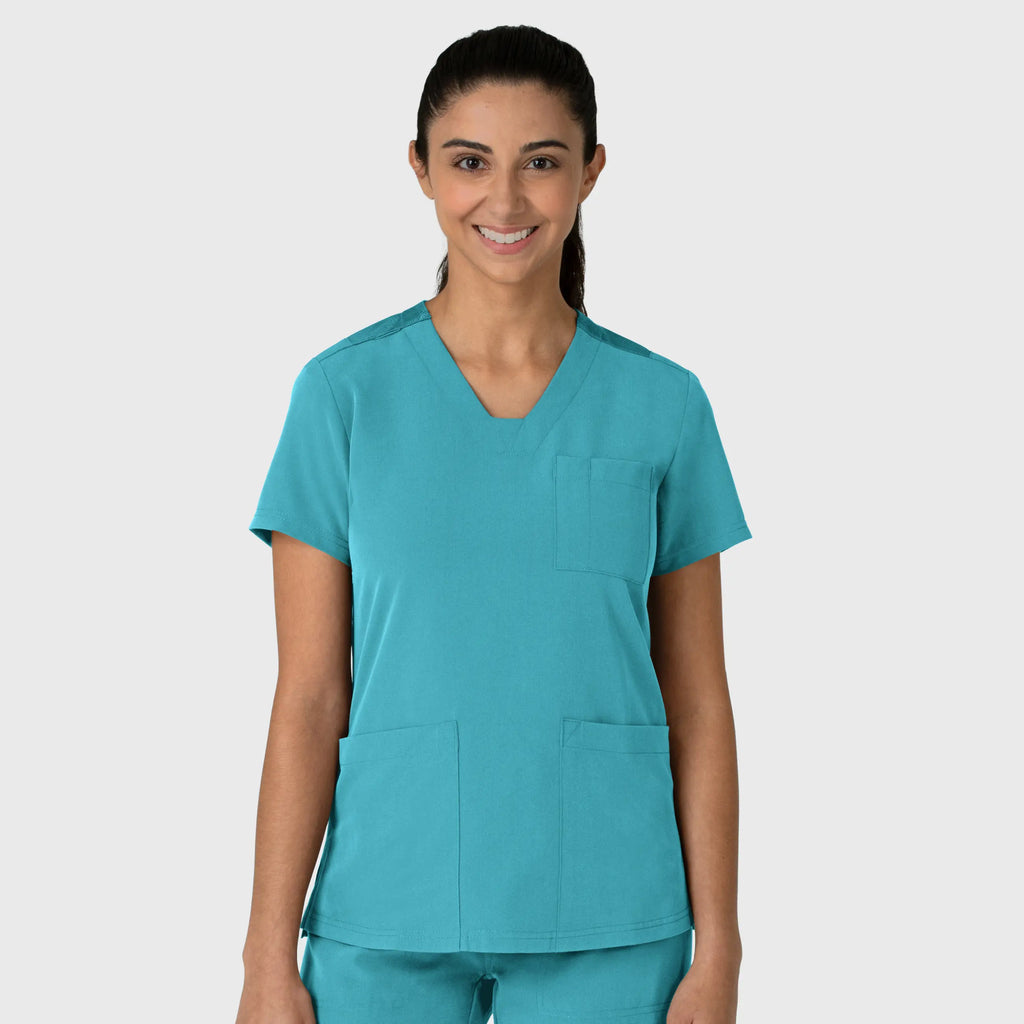 Wink Scrubs Women's Nova Flex-n-Reach V-Neck Scrub Top Teal | scrub-supply.com