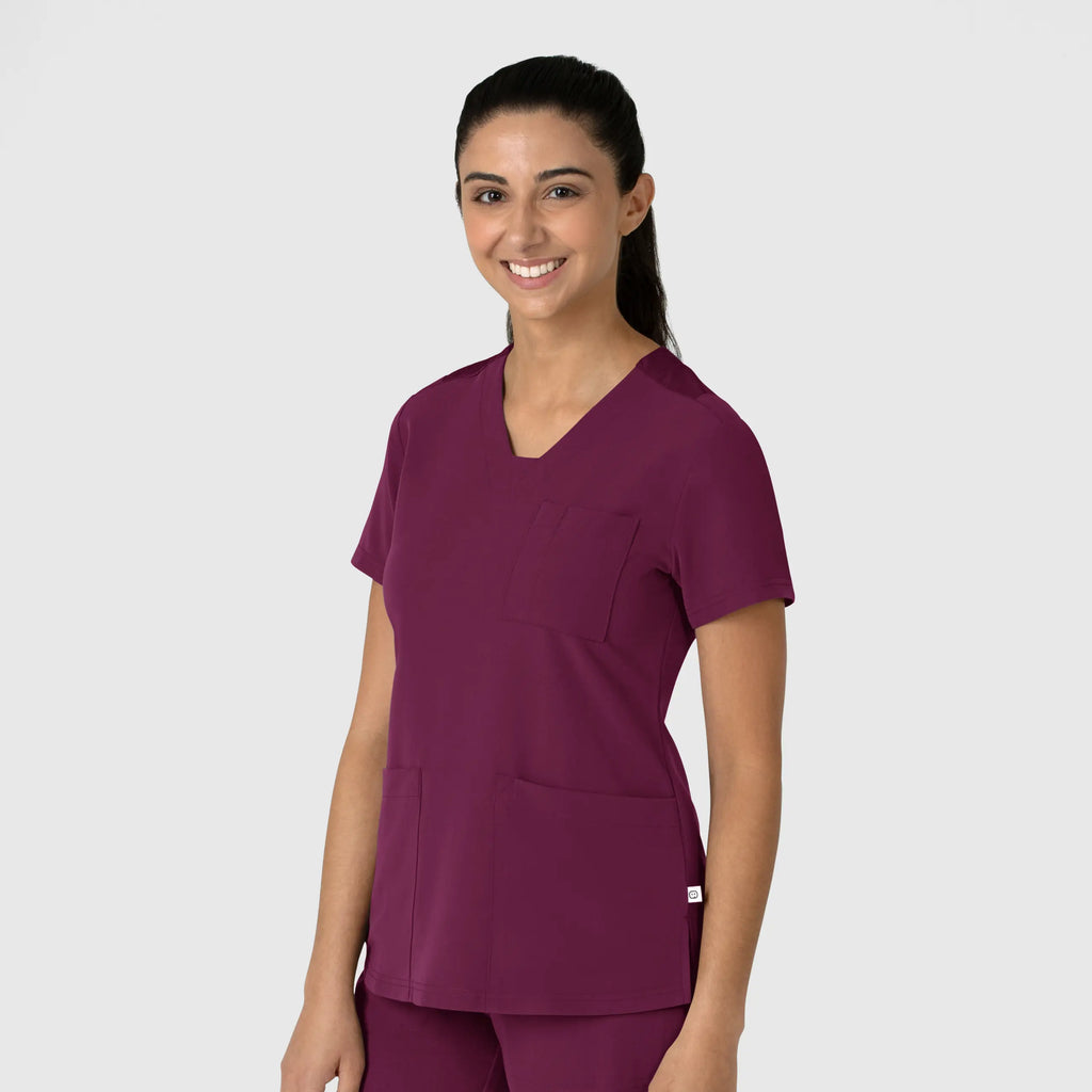 Wink Scrubs Women's Nova Flex-n-Reach V-Neck Scrub Top Wine | scrub-supply.com