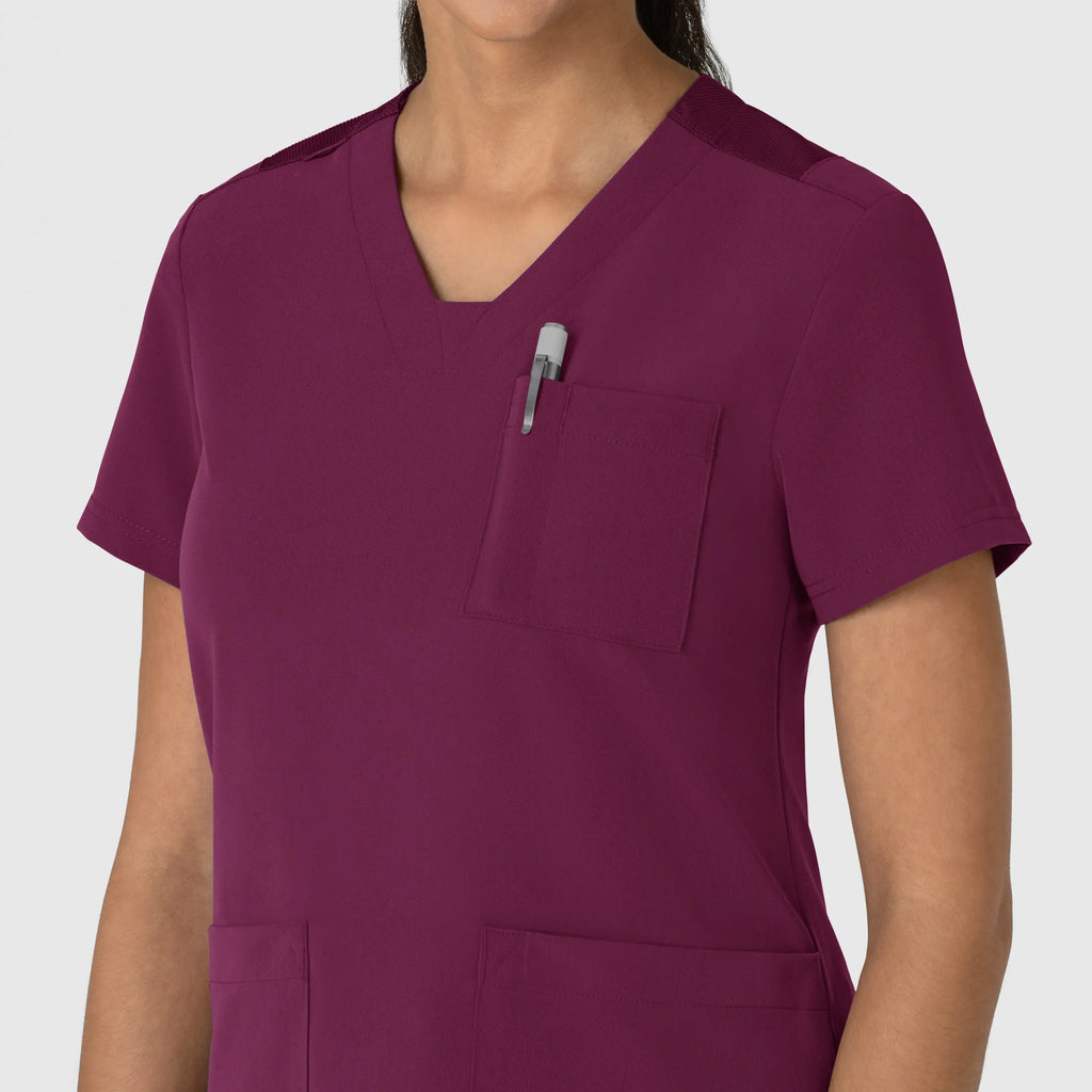 Wink Scrubs Women's Nova Flex-n-Reach V-Neck Scrub Top Wine | scrub-supply.com