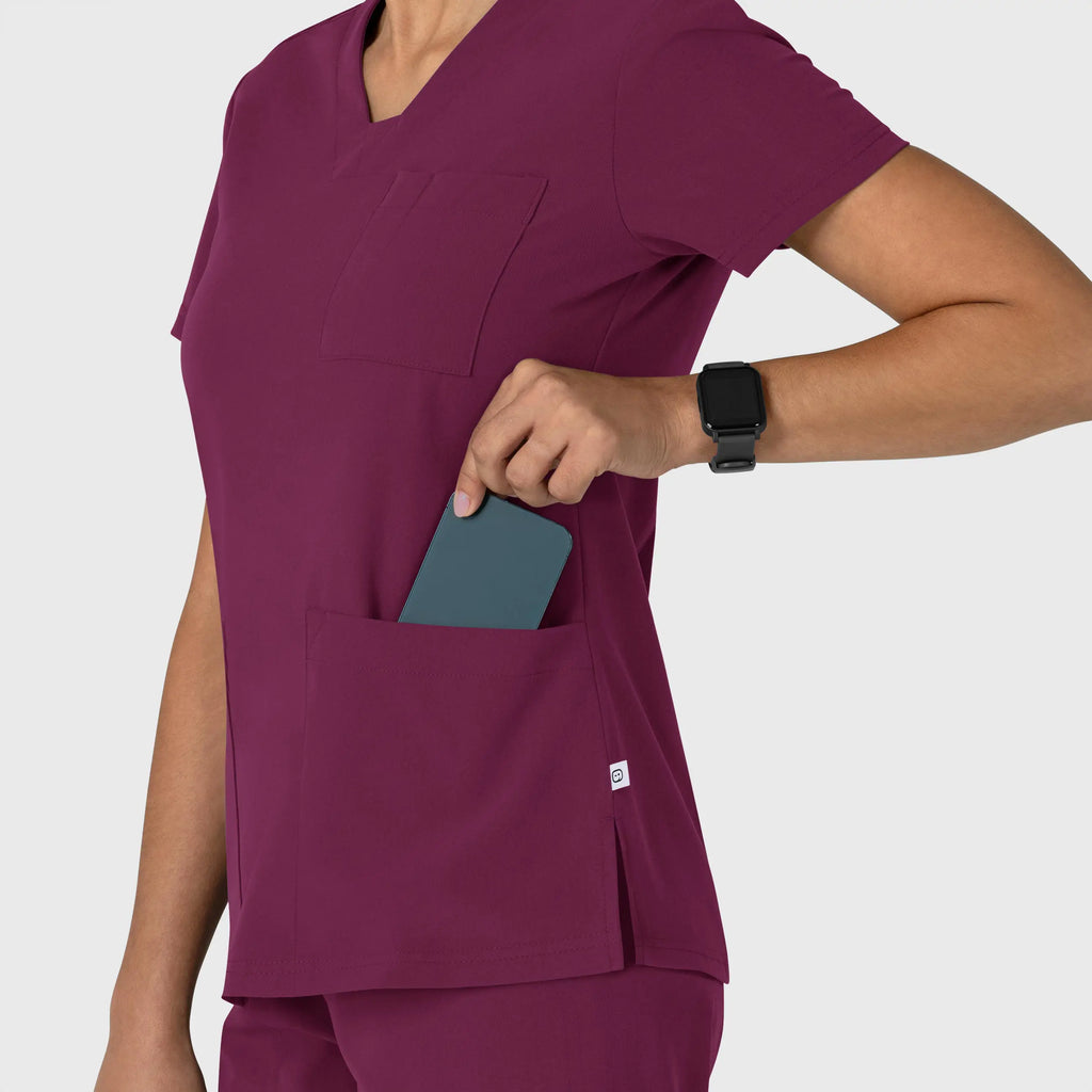 Wink Scrubs Women's Nova Flex-n-Reach V-Neck Scrub Top Wine | scrub-supply.com