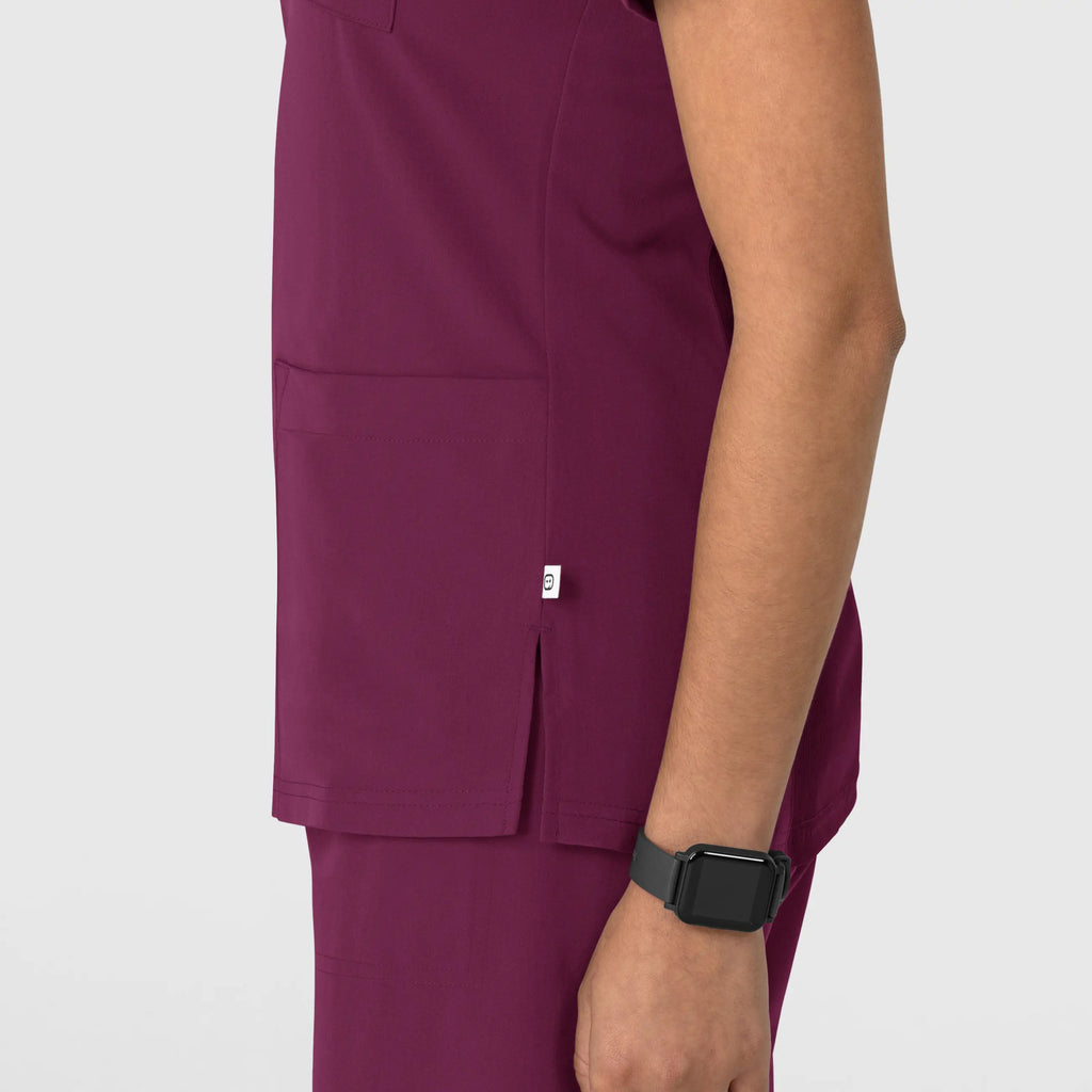 Wink Scrubs Women's Nova Flex-n-Reach V-Neck Scrub Top Wine | scrub-supply.com