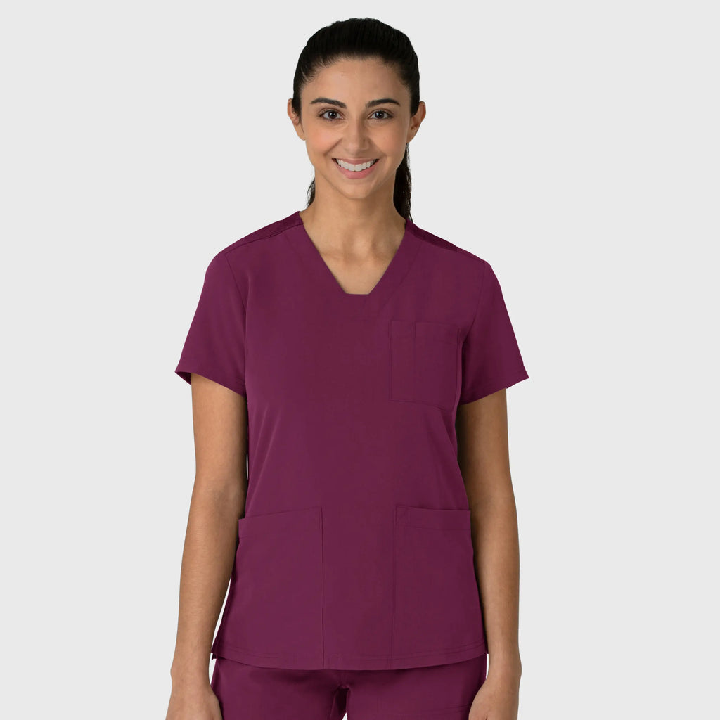 Wink Scrubs Women's Nova Flex-n-Reach V-Neck Scrub Top Wine | scrub-supply.com