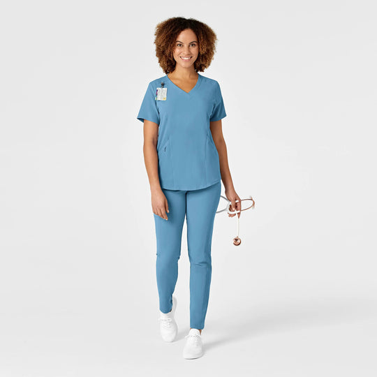 Wink Scrubs Women's RENEW V-Neck Scrub Top Bay Blue | scrub-supply.com