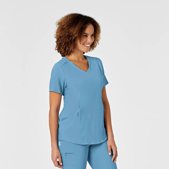 Wink Scrubs Women's RENEW V-Neck Scrub Top Bay Blue | scrub-supply.com
