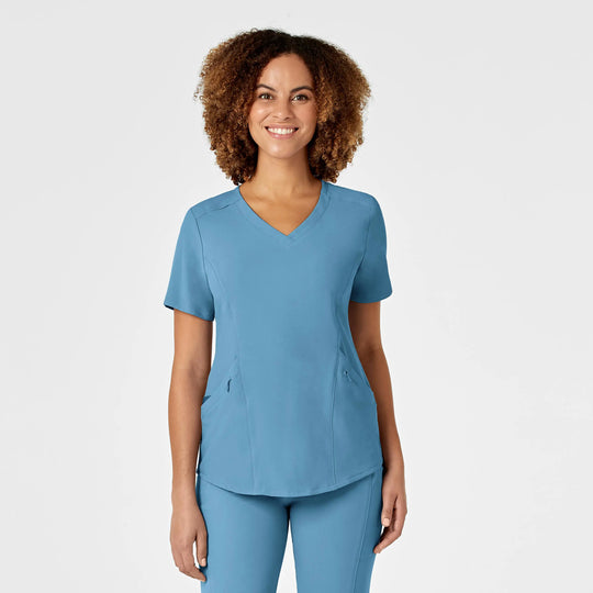 Wink Scrubs Women's RENEW V-Neck Scrub Top Bay Blue | scrub-supply.com