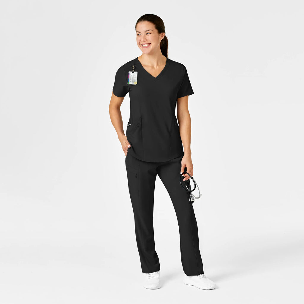 Wink Scrubs Women's RENEW V-Neck Scrub Top Black | scrub-supply.com