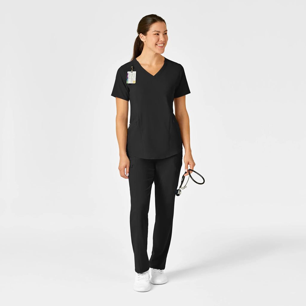 Wink Scrubs Women's RENEW V-Neck Scrub Top Black | scrub-supply.com