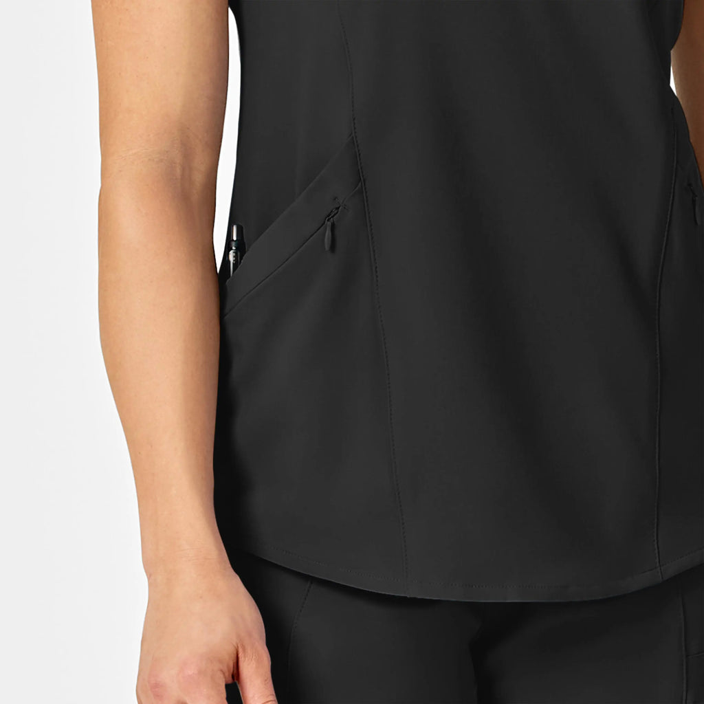 Wink Scrubs Women's RENEW V-Neck Scrub Top Black | scrub-supply.com