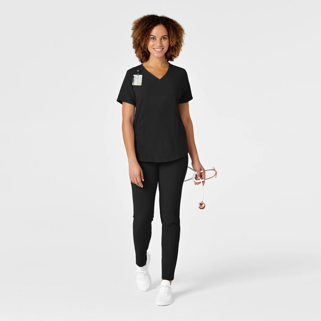 Wink Scrubs Women's RENEW V-Neck Scrub Top Black | scrub-supply.com