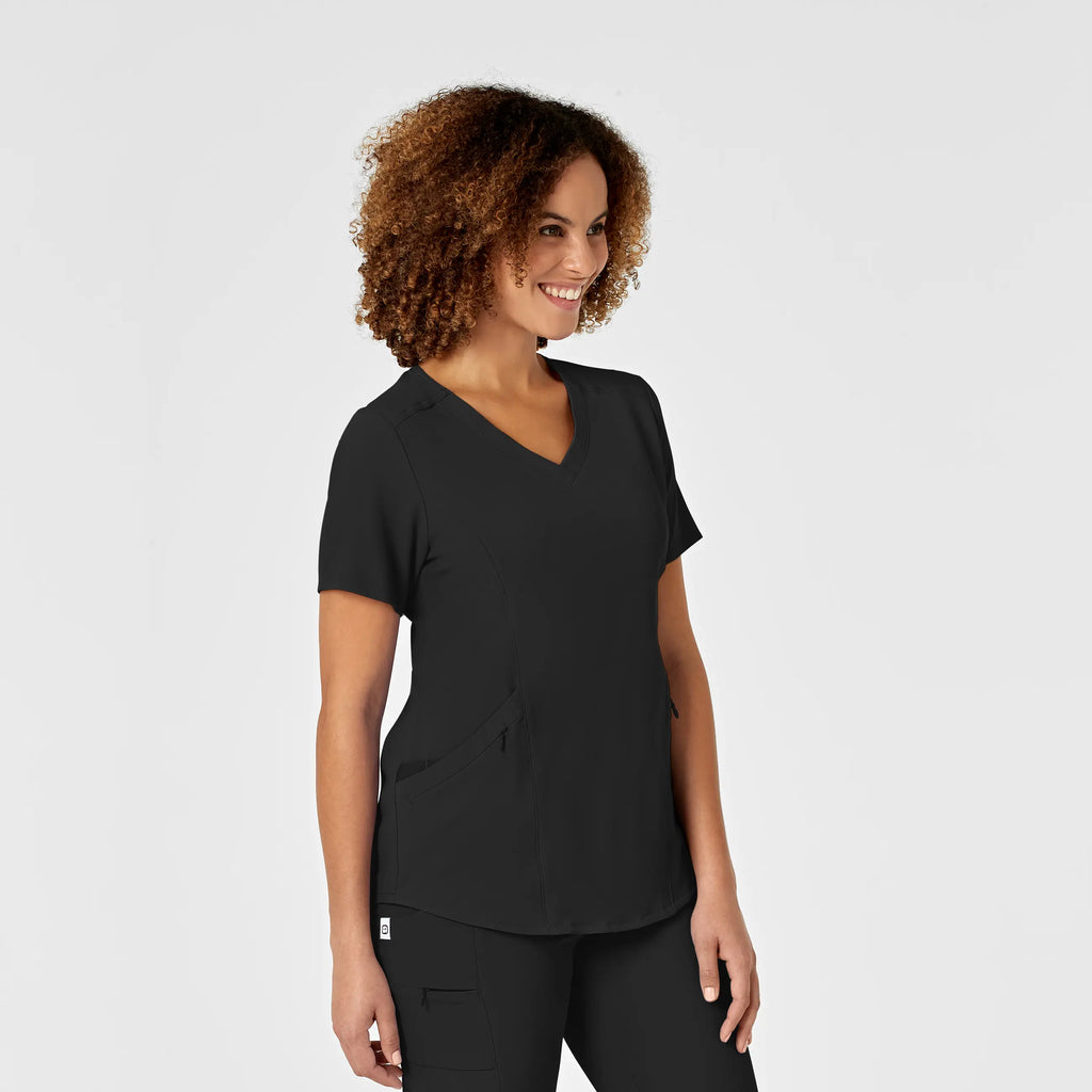 Wink Scrubs Women's RENEW V-Neck Scrub Top Black | scrub-supply.com