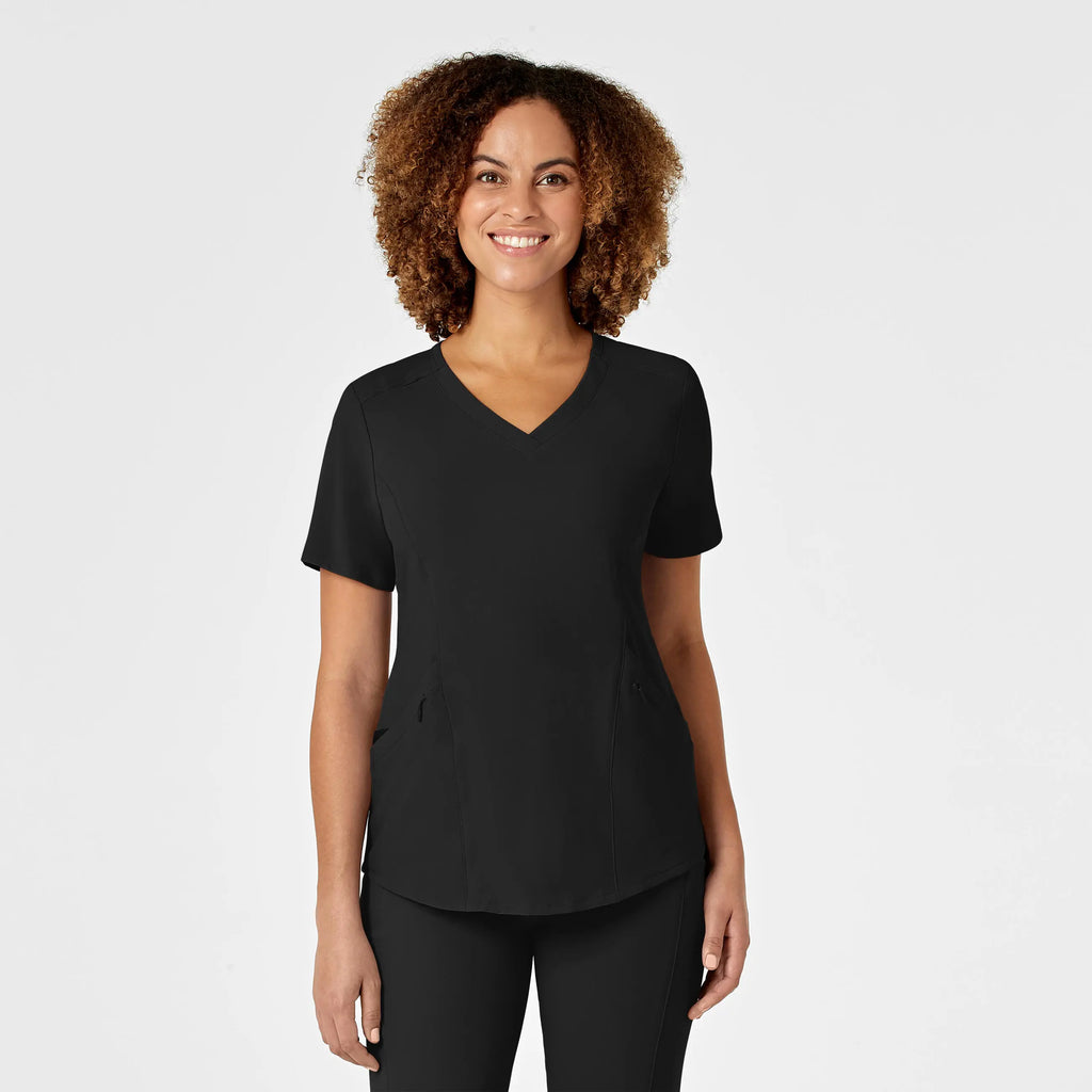 Wink Scrubs Women's RENEW V-Neck Scrub Top Black | scrub-supply.com