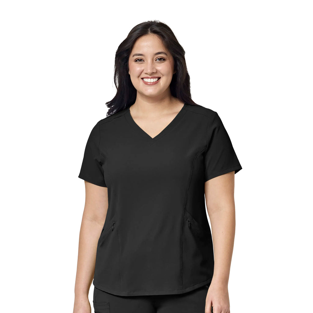 Wink Scrubs Women's RENEW V-Neck Scrub Top Black | scrub-supply.com