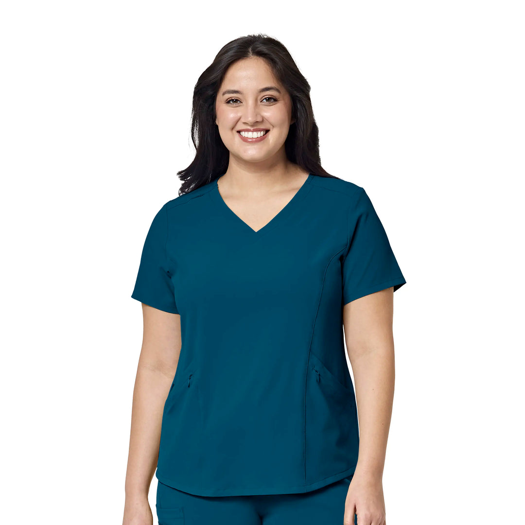 Wink Scrubs Women's RENEW V-Neck Scrub Top Caribbean Blue | scrub-supply.com
