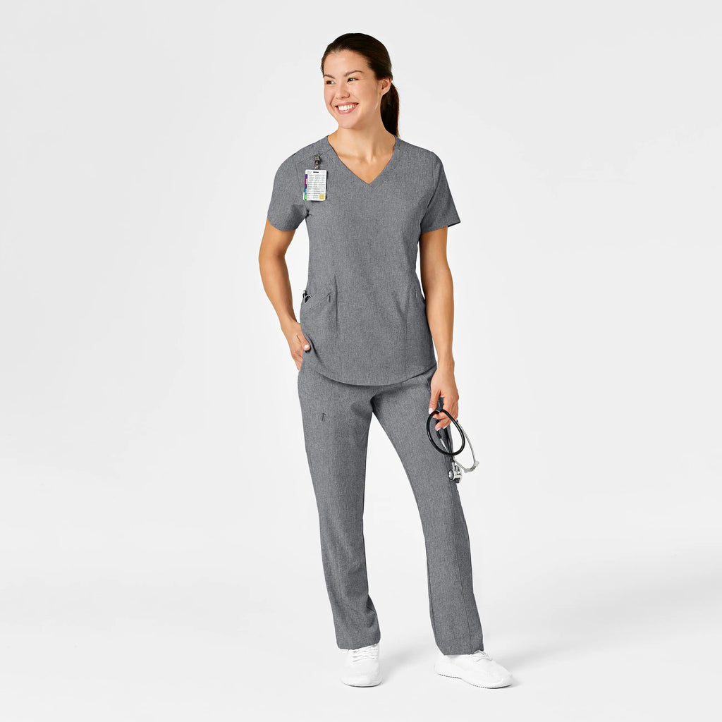 Wink Scrubs Women's RENEW V-Neck Scrub Top Grey Heather | scrub-supply.com