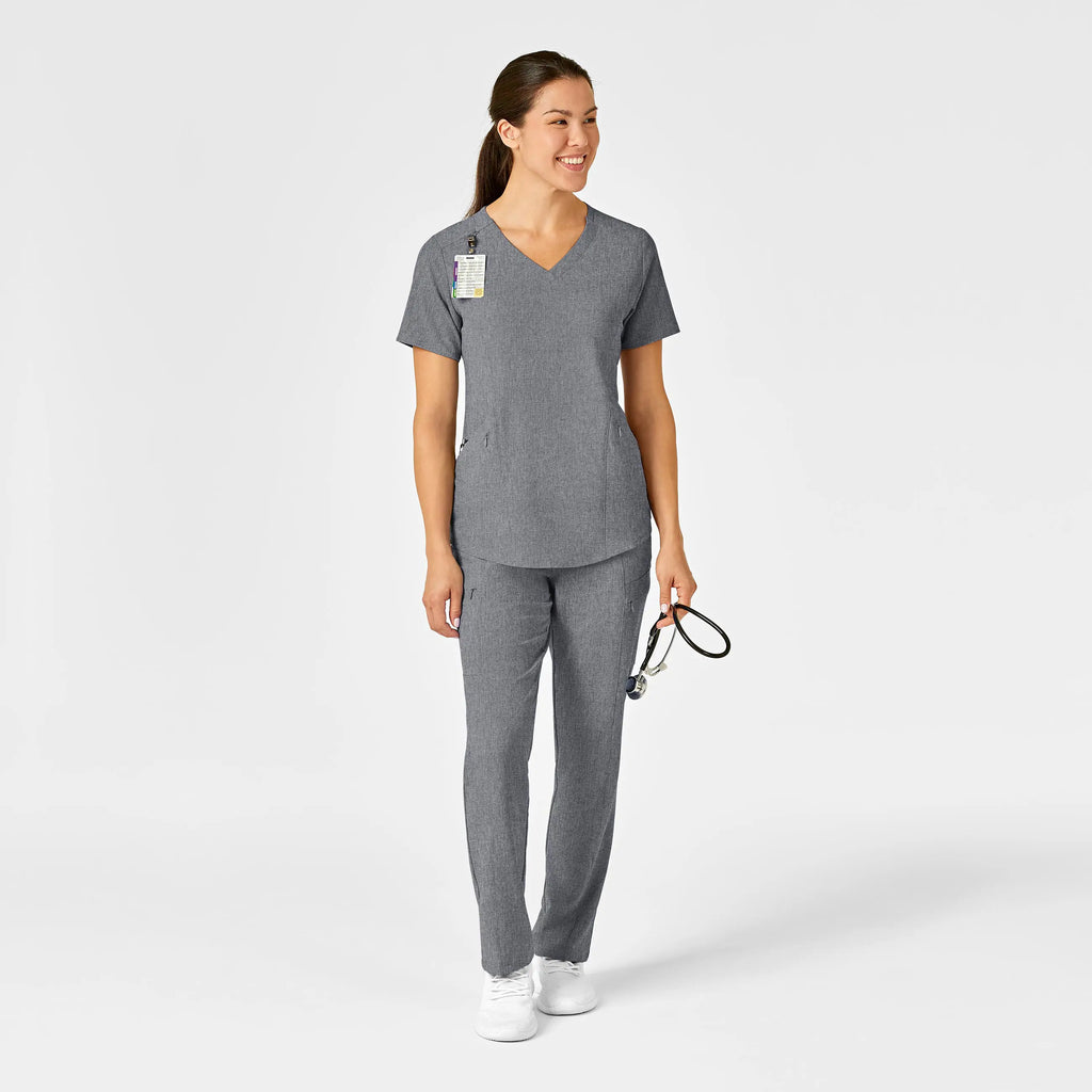 Wink Scrubs Women's RENEW V-Neck Scrub Top Grey Heather | scrub-supply.com