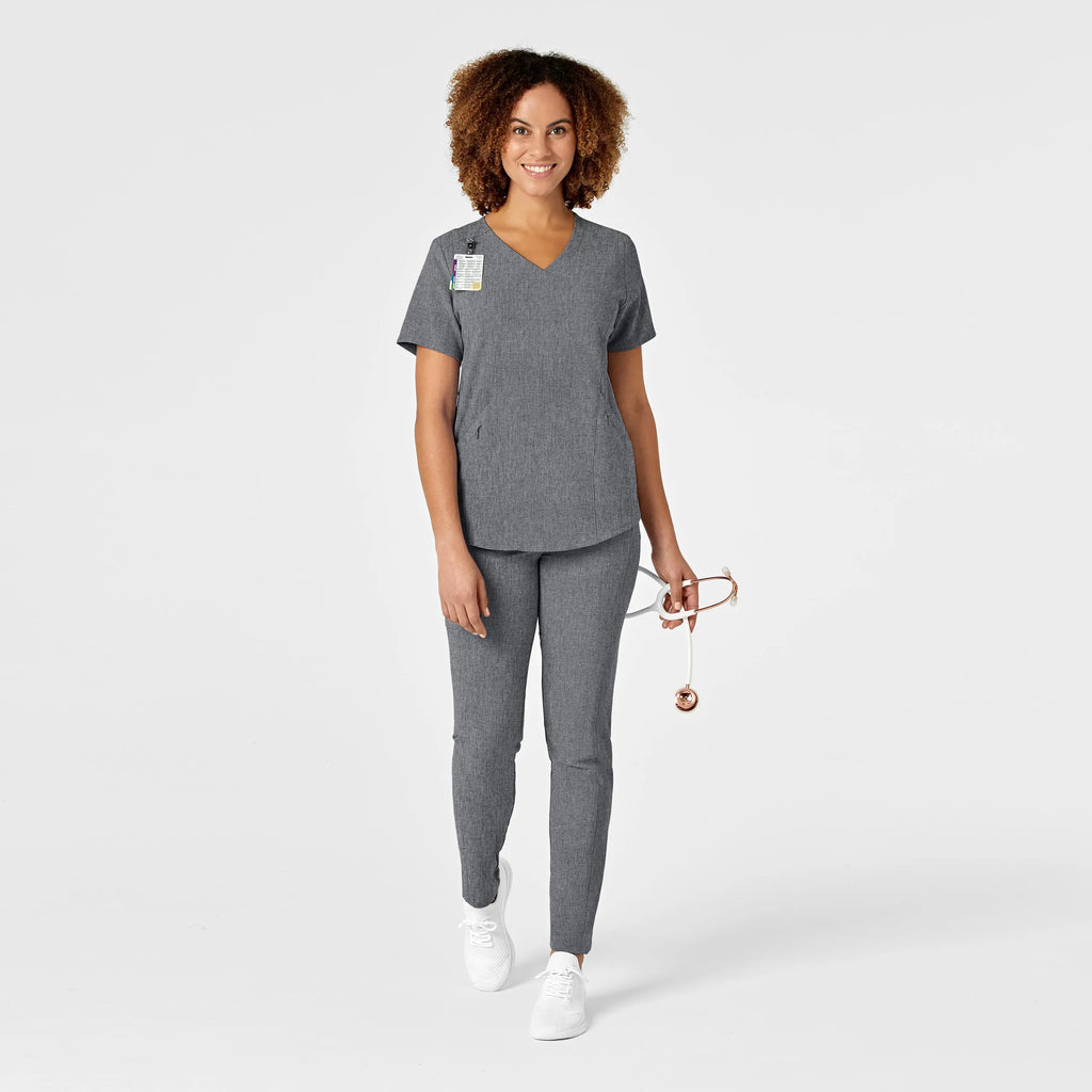 Wink Scrubs Women's RENEW V-Neck Scrub Top Grey Heather | scrub-supply.com